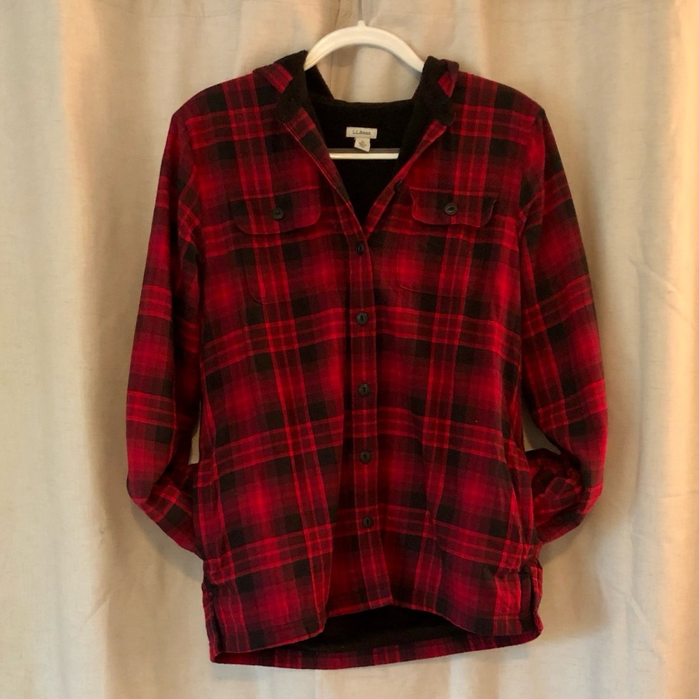 Fleece lined hooded flannel *in Red and Black*